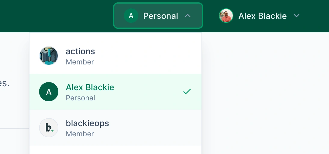 organization selector dropdown example